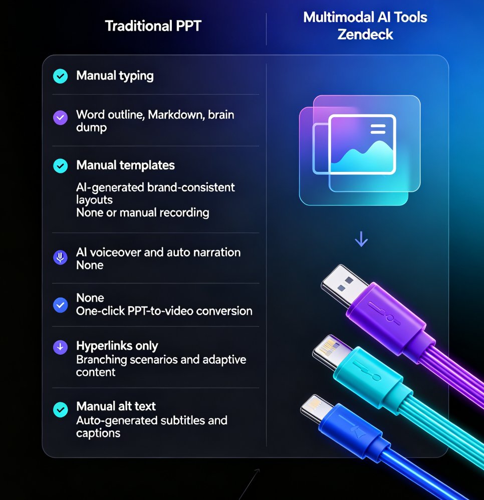 Multimodal AI Presentations: Zendeck's PPT-to-Video Trend 2026