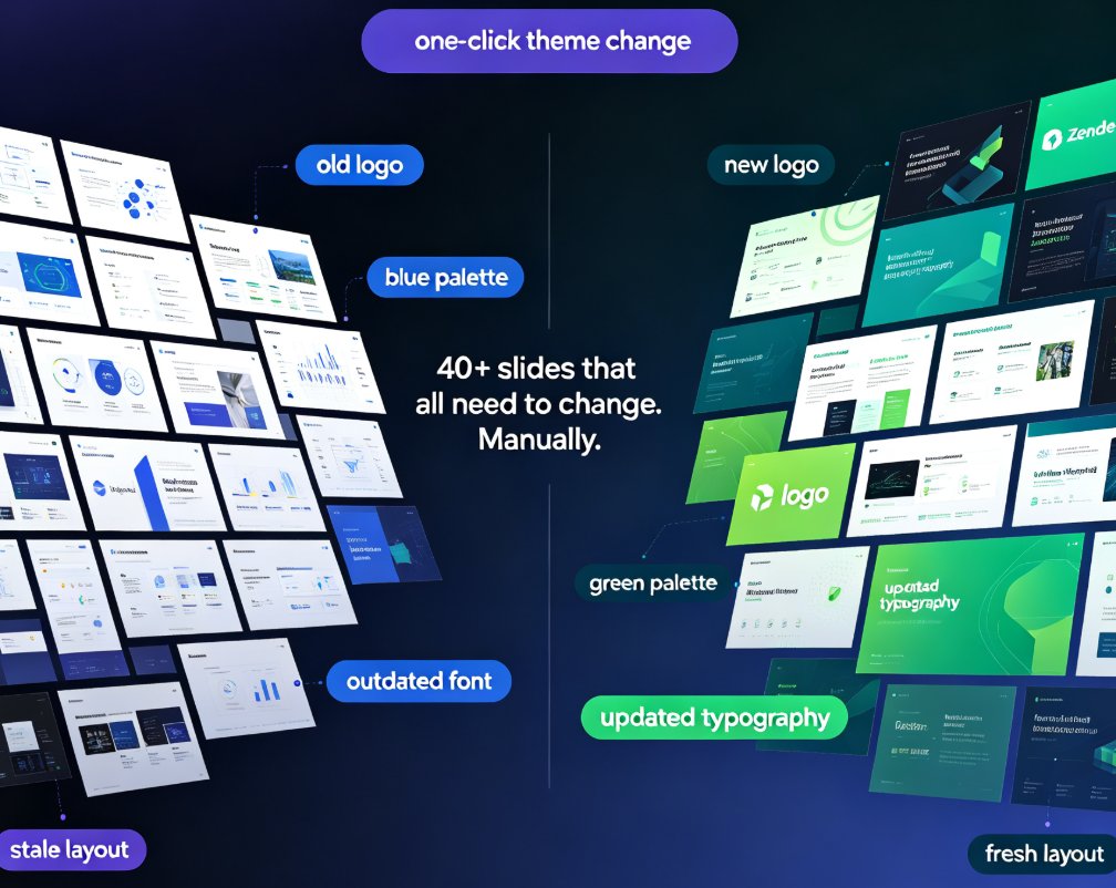 Rebrand Old PPT Fast: Zendeck One-Click Theme Change