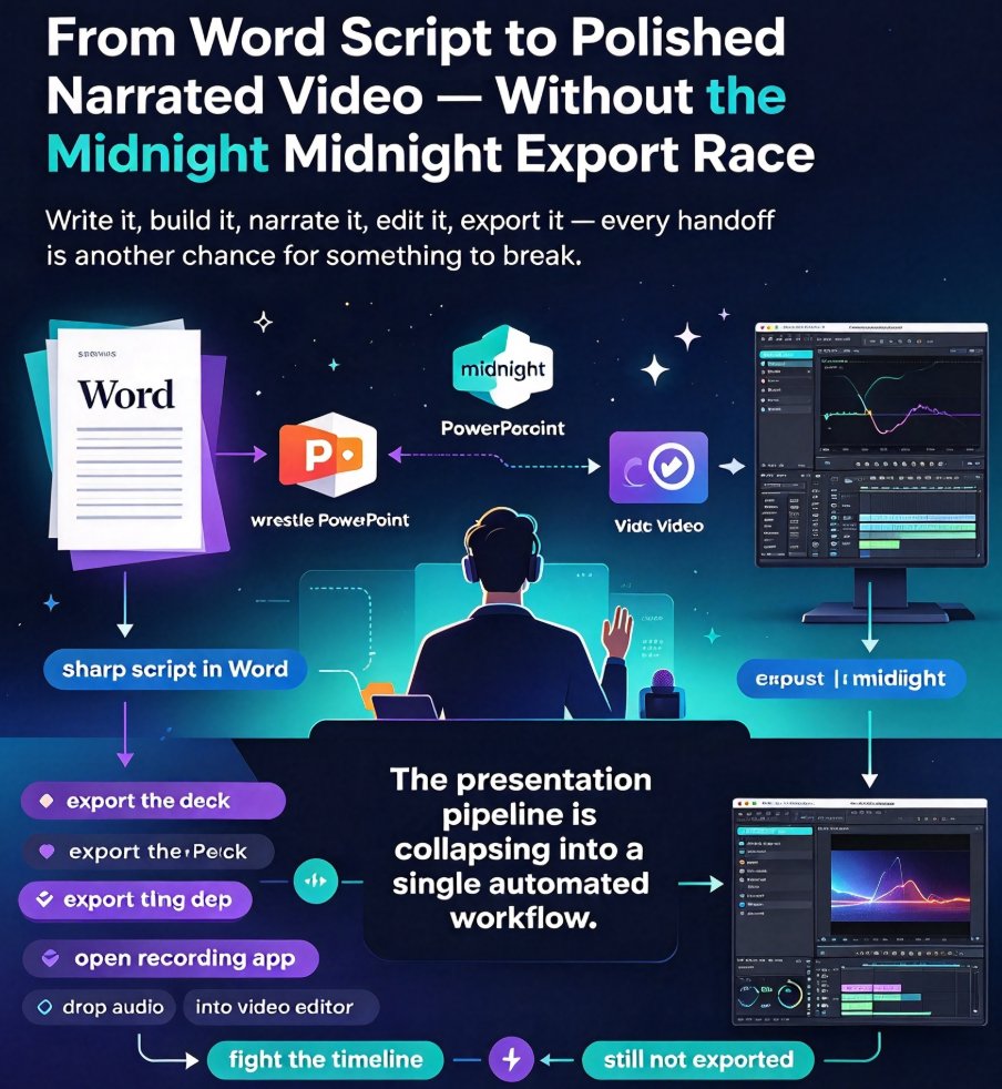 Zendeck's PPT-to-video panel showing the script preview, voice selection dropdown, and the one-click generate button for the micro-course